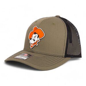 OSU Cowboys Pistol Pete Snapback Trucker Hat- Loden/ Black